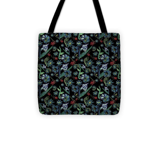 Watercolor Flowers On Black - Tote Bag