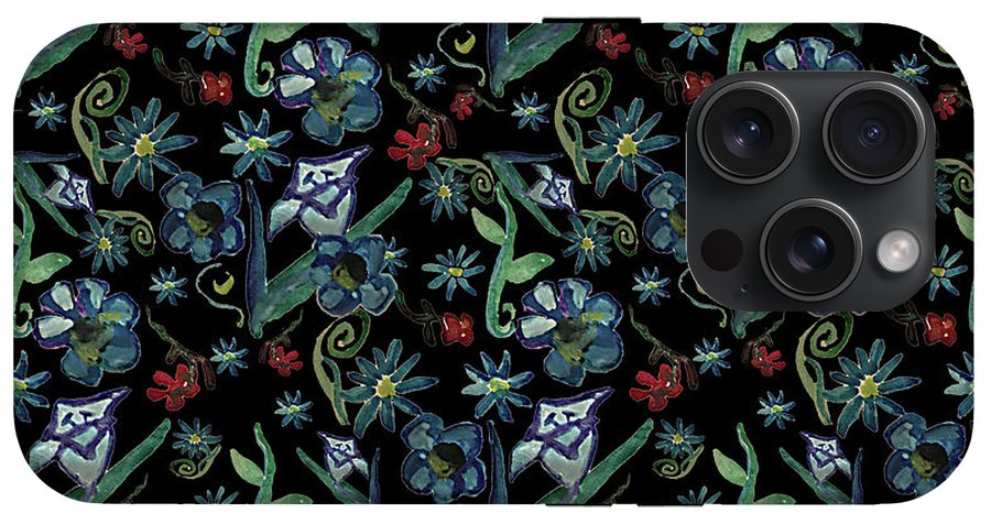 Watercolor Flowers On Black - Phone Case
