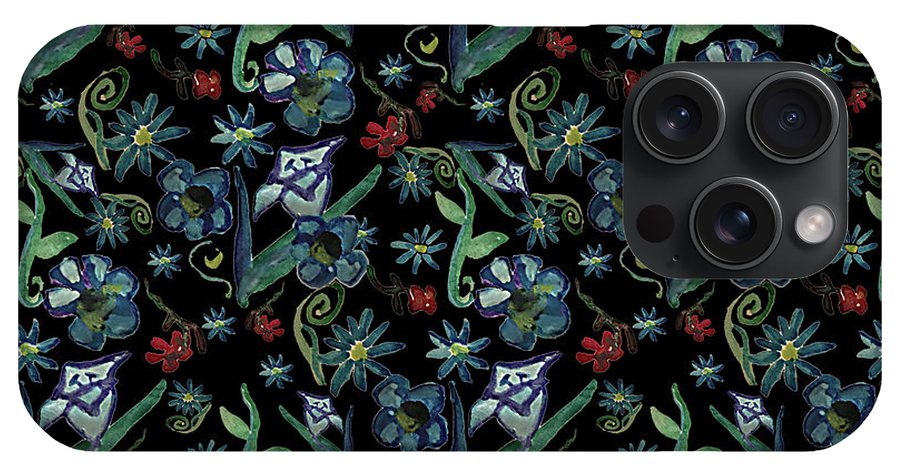 Watercolor Flowers On Black - Phone Case