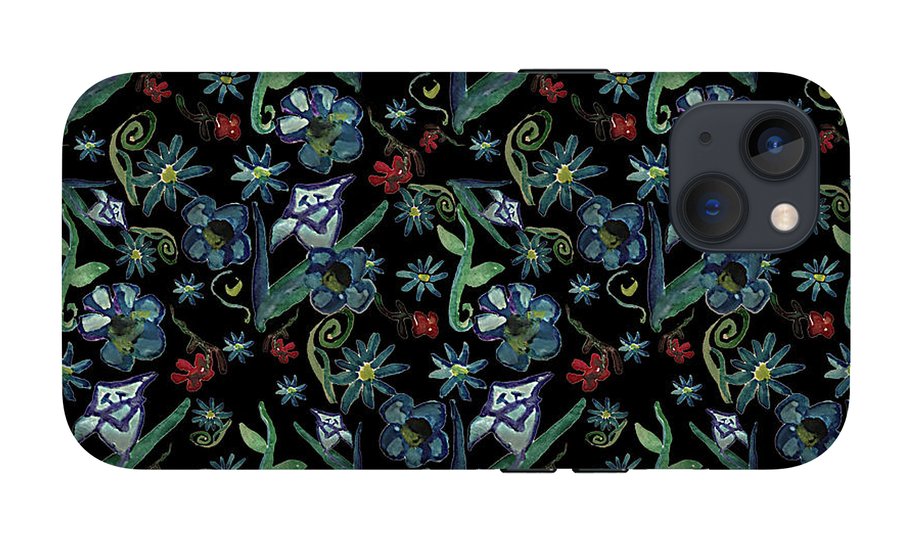 Watercolor Flowers On Black - Phone Case