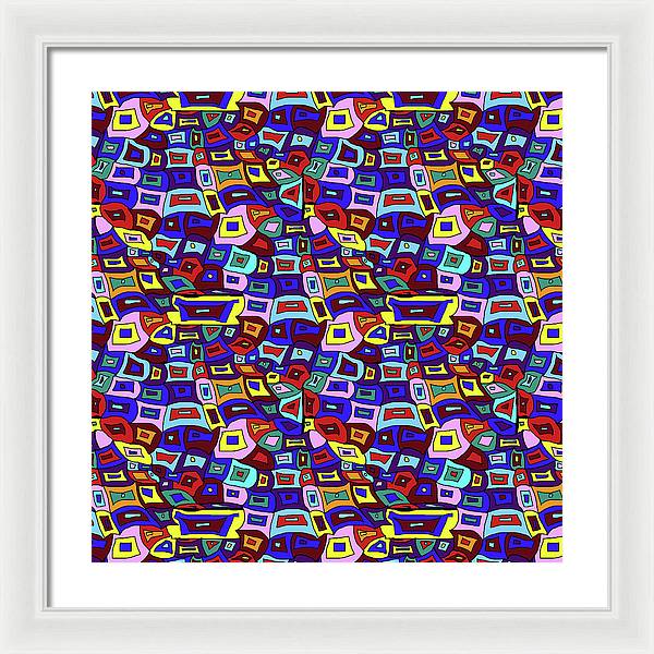 Wavy Squares Pattern - Framed Print