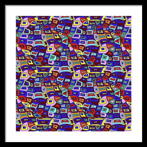 Wavy Squares Pattern - Framed Print