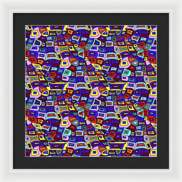 Wavy Squares Pattern - Framed Print