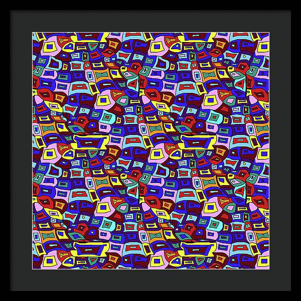 Wavy Squares Pattern - Framed Print