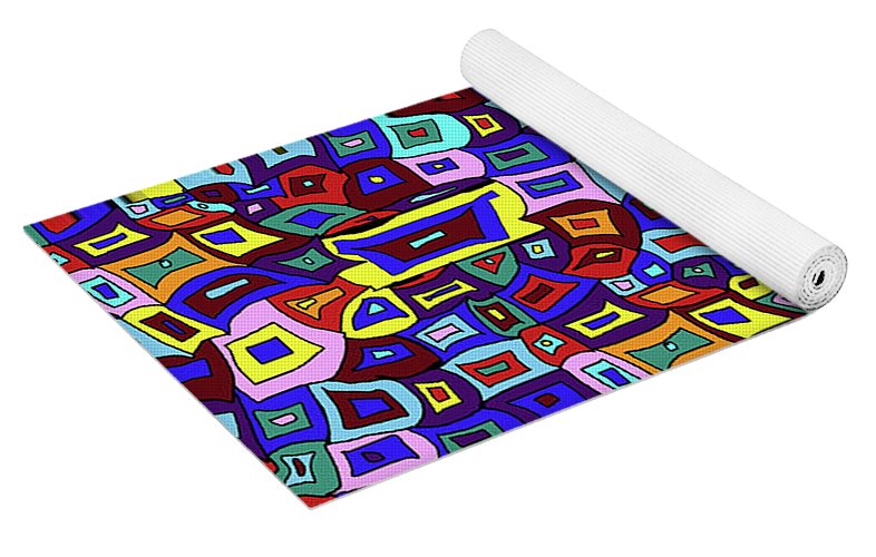 Wavy Squares Pattern - Yoga Mat