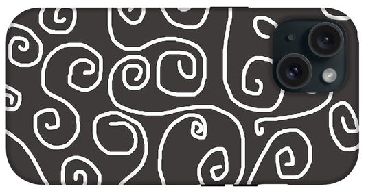 White Swirls On Gray - Phone Case