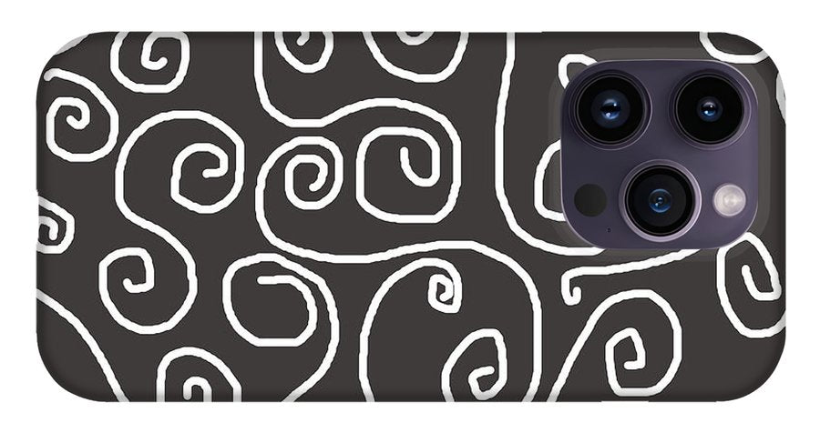 White Swirls On Gray - Phone Case