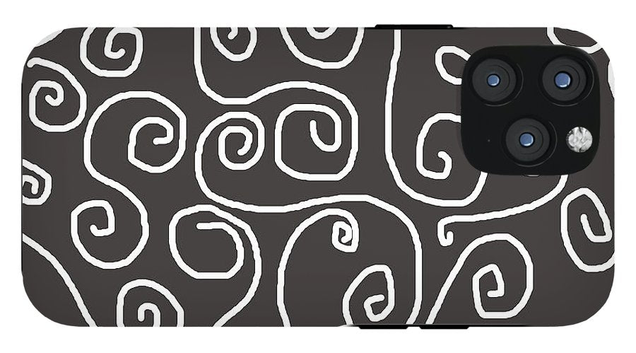 White Swirls On Gray - Phone Case