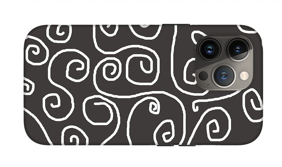 White Swirls On Gray - Phone Case