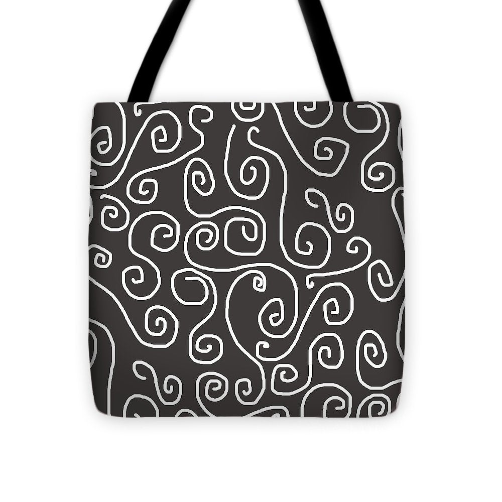 White Swirls On Gray - Tote Bag