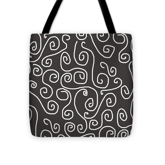 White Swirls On Gray - Tote Bag
