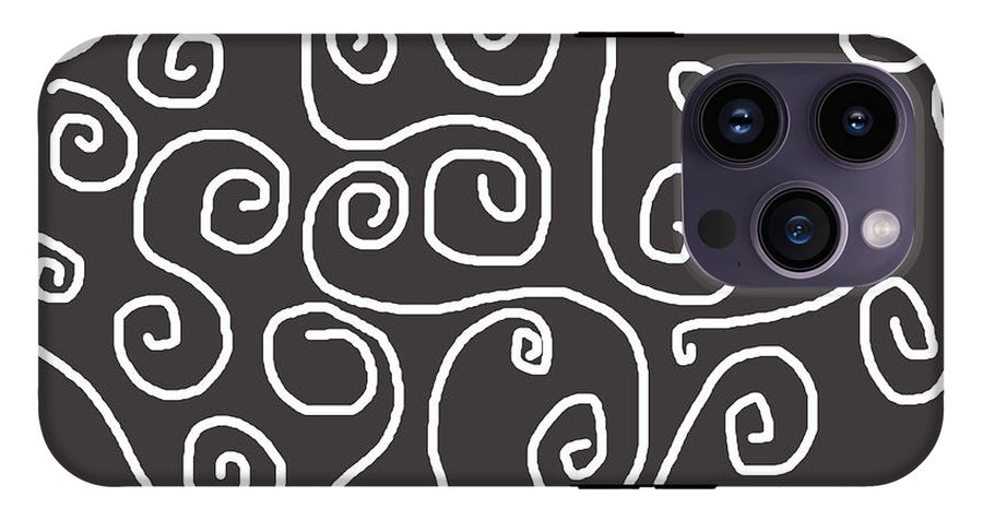 White Swirls On Gray - Phone Case