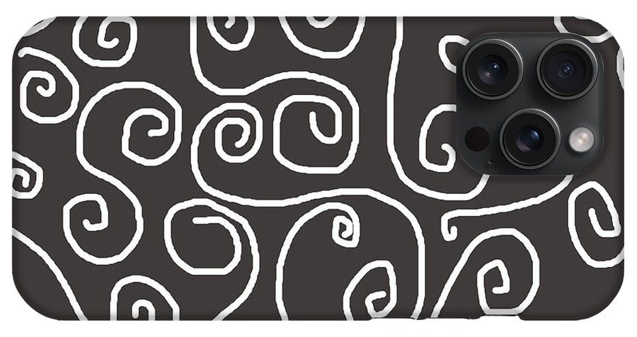 White Swirls On Gray - Phone Case
