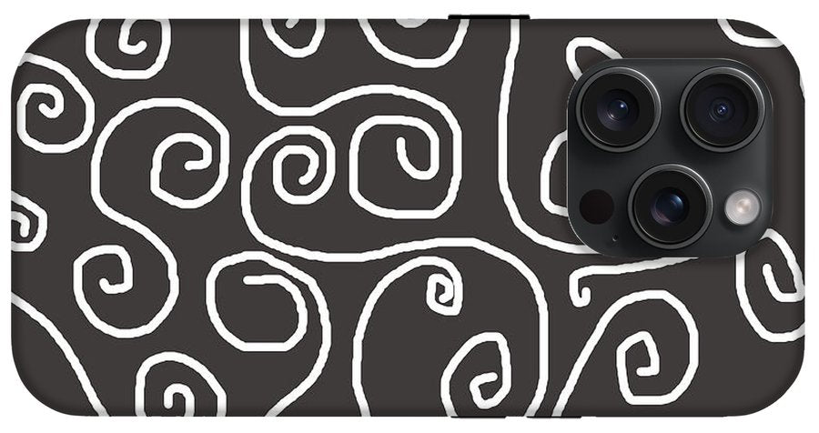 White Swirls On Gray - Phone Case