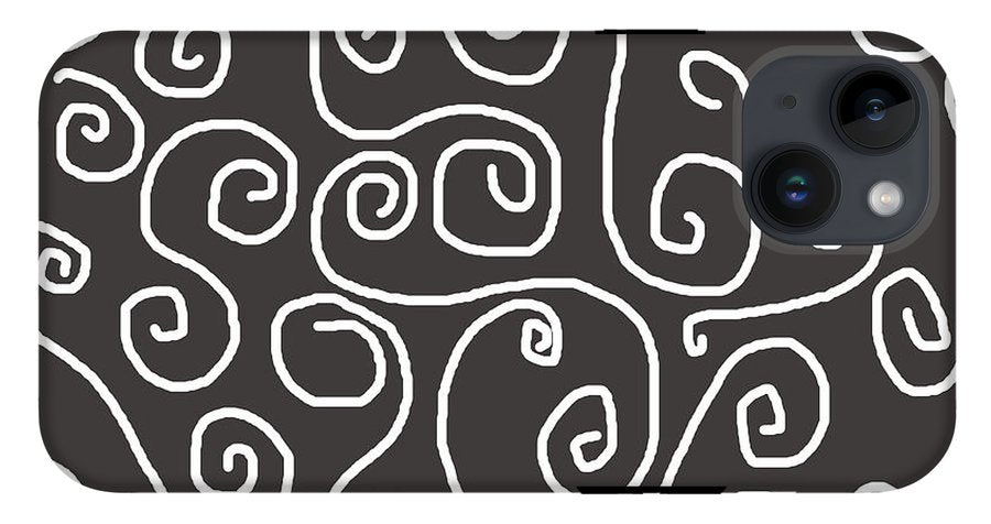 White Swirls On Gray - Phone Case