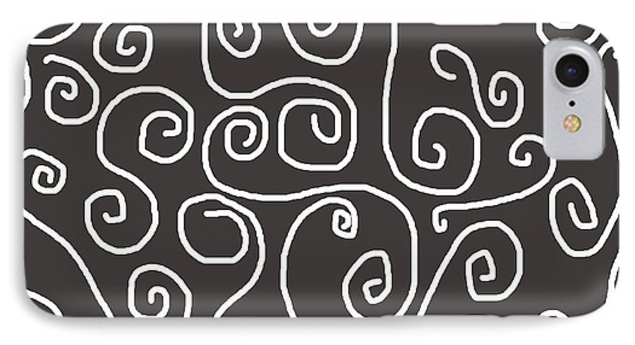 White Swirls On Gray - Phone Case