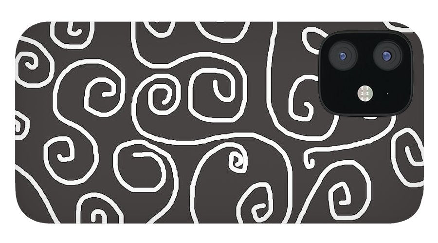 White Swirls On Gray - Phone Case