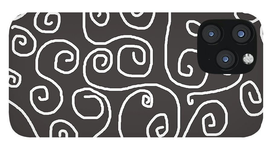 White Swirls On Gray - Phone Case