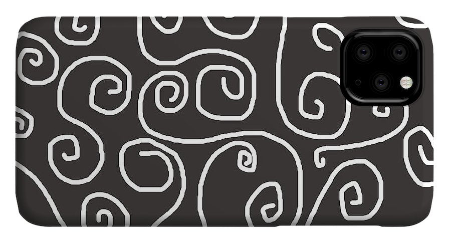 White Swirls On Gray - Phone Case