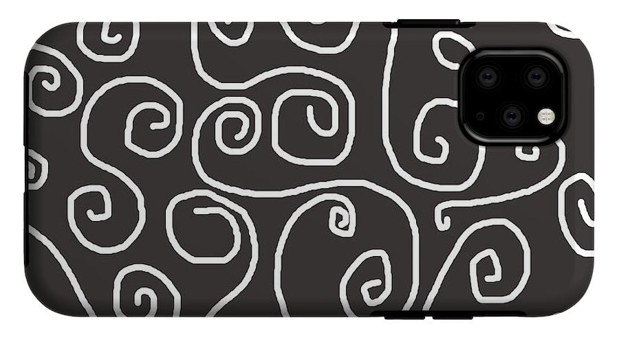 White Swirls On Gray - Phone Case