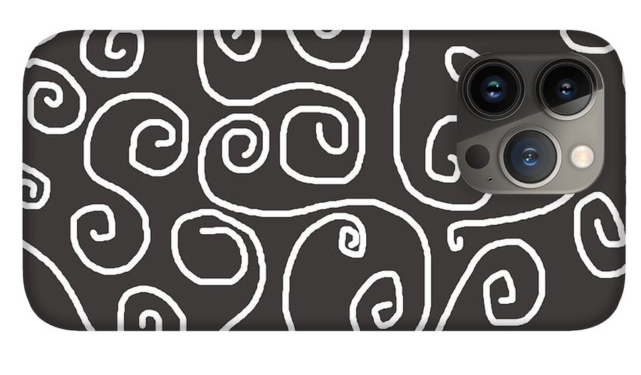 White Swirls On Gray - Phone Case