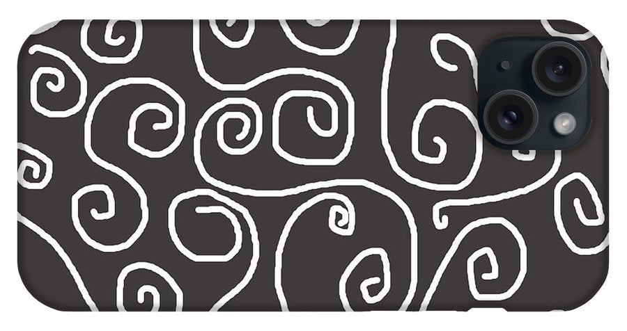 White Swirls On Gray - Phone Case