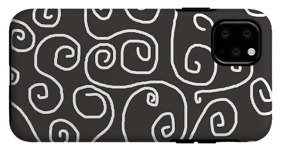 White Swirls On Gray - Phone Case
