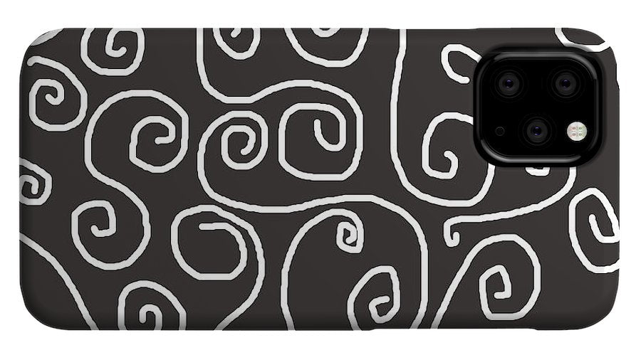 White Swirls On Gray - Phone Case