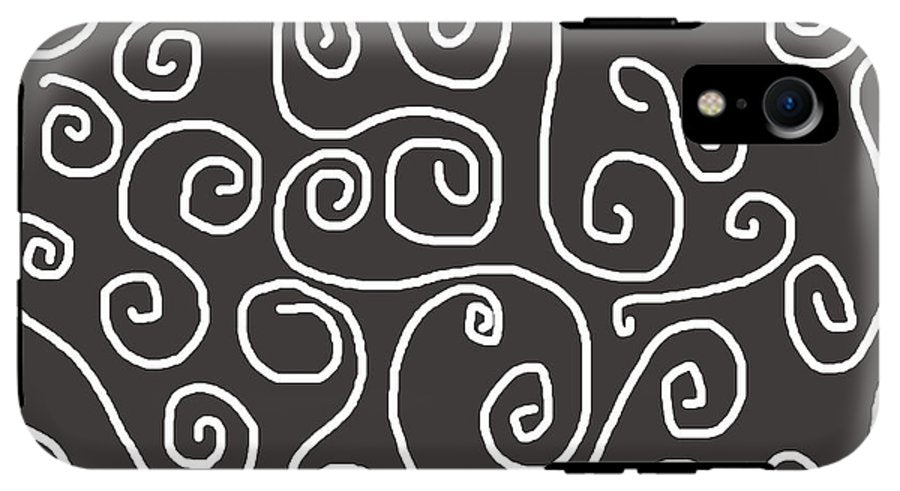 White Swirls On Gray - Phone Case