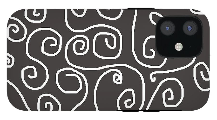 White Swirls On Gray - Phone Case