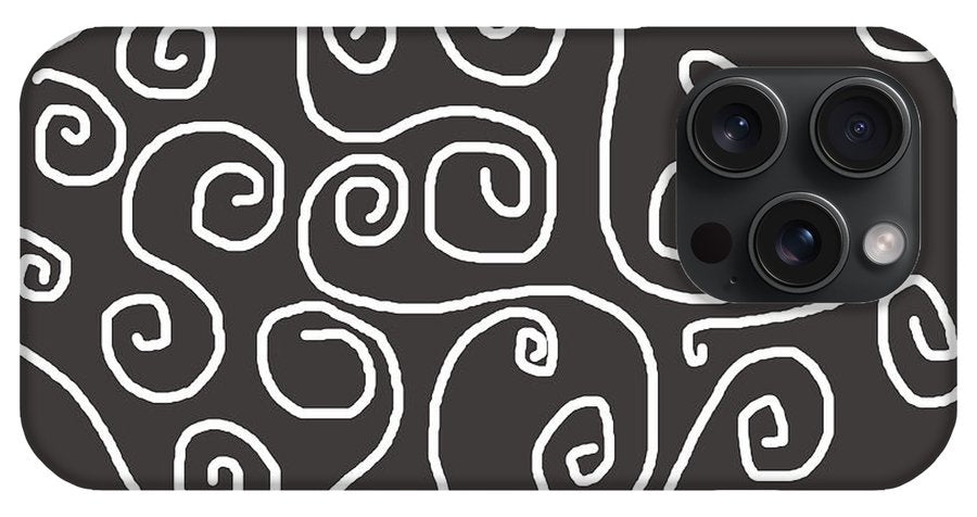 White Swirls On Gray - Phone Case