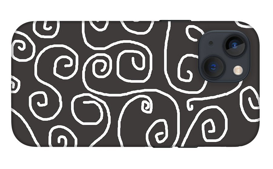 White Swirls On Gray - Phone Case