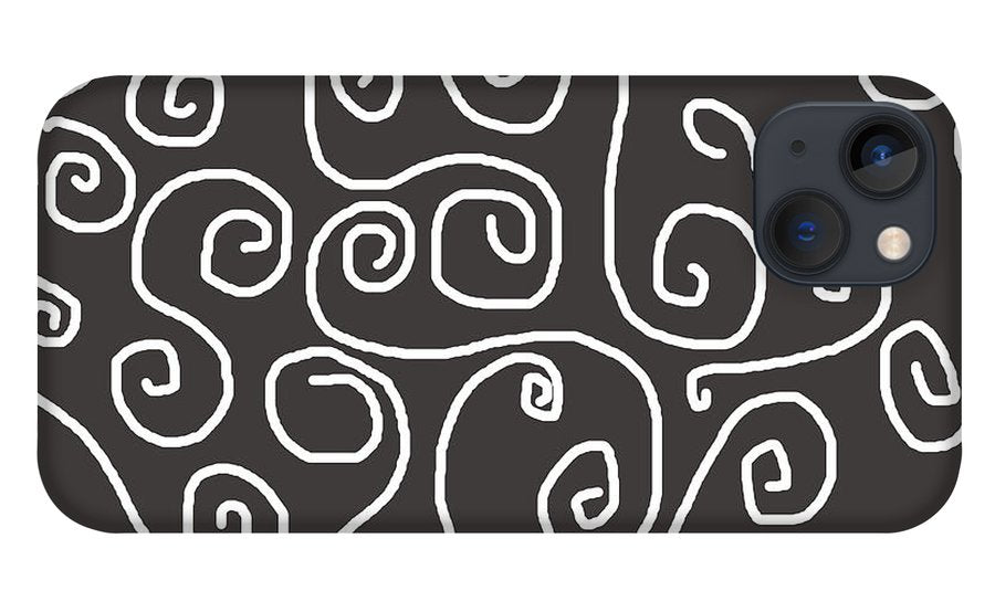White Swirls On Gray - Phone Case