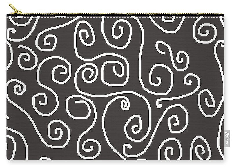 White Swirls On Gray - Carry-All Pouch