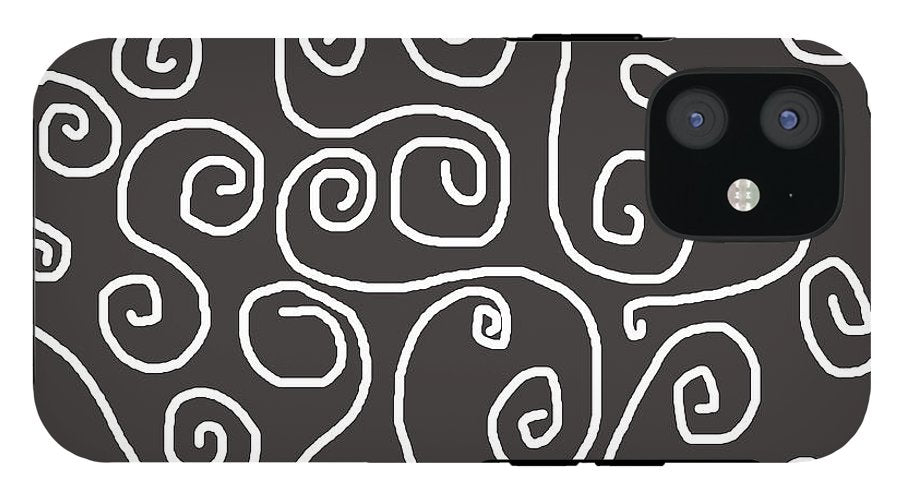 White Swirls On Gray - Phone Case