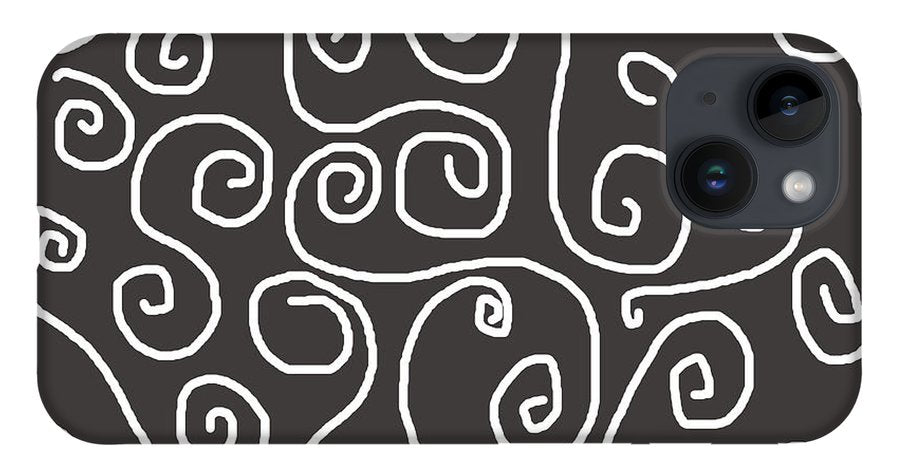 White Swirls On Gray - Phone Case