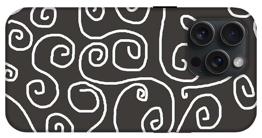 White Swirls On Gray - Phone Case
