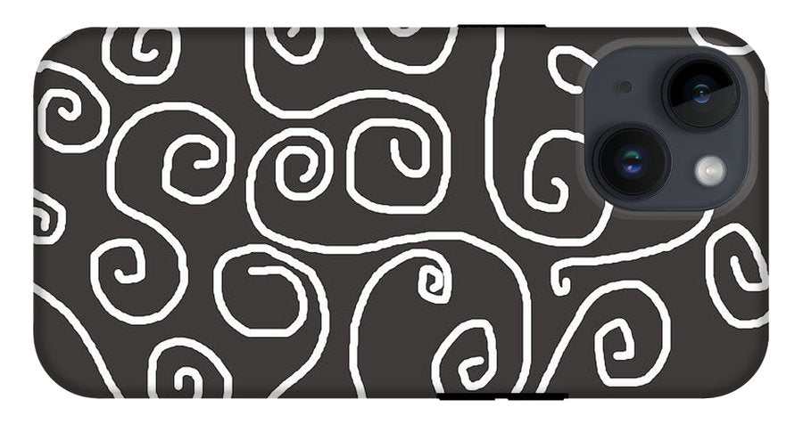 White Swirls On Gray - Phone Case