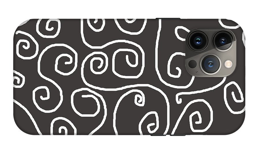 White Swirls On Gray - Phone Case