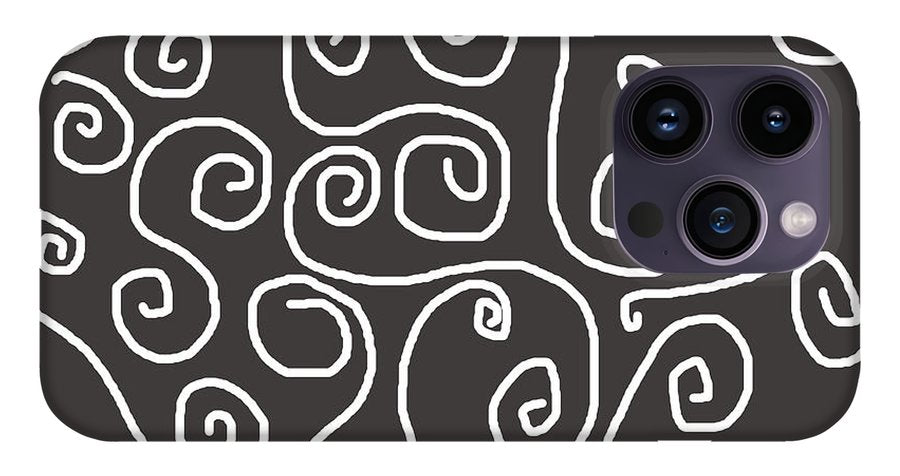 White Swirls On Gray - Phone Case
