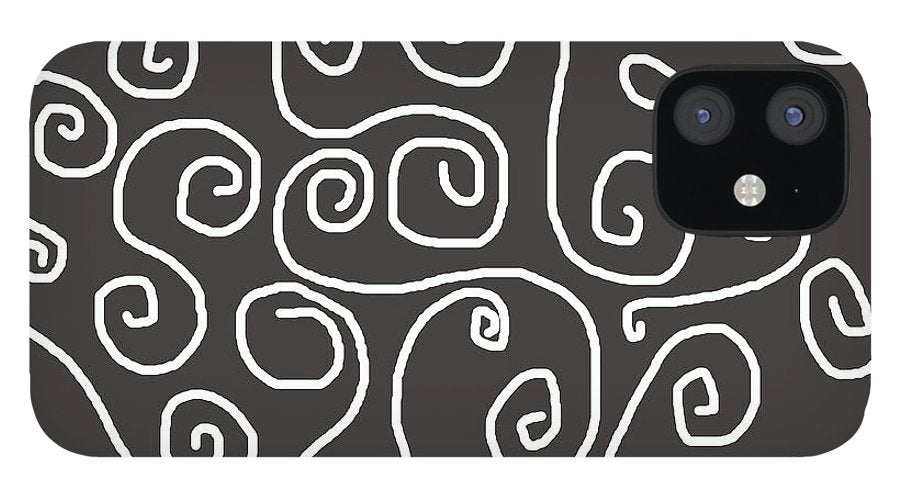 White Swirls On Gray - Phone Case