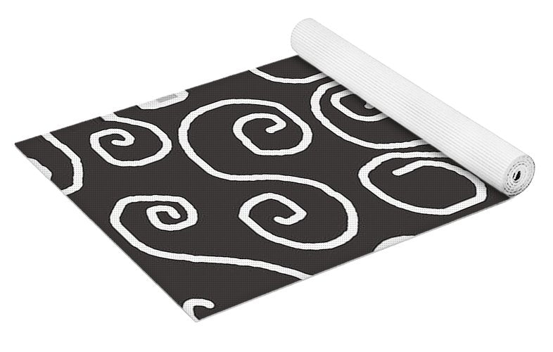 White Swirls On Gray - Yoga Mat