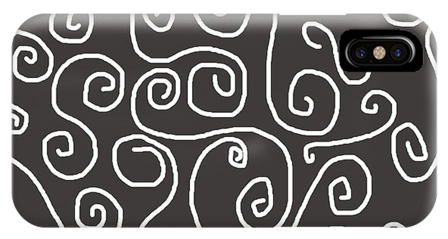 White Swirls On Gray - Phone Case