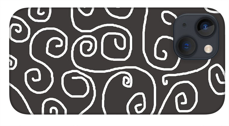 White Swirls On Gray - Phone Case