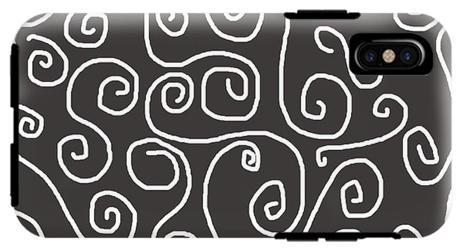 White Swirls On Gray - Phone Case