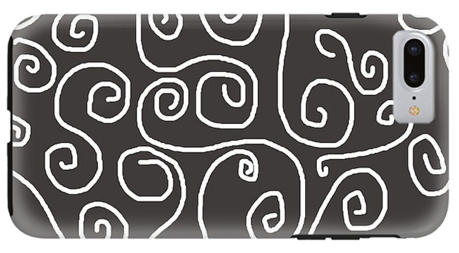 White Swirls On Gray - Phone Case