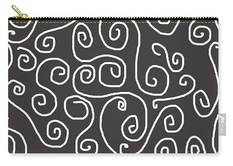 White Swirls On Gray - Carry-All Pouch