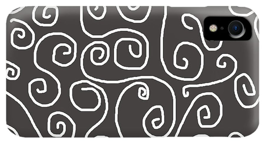 White Swirls On Gray - Phone Case