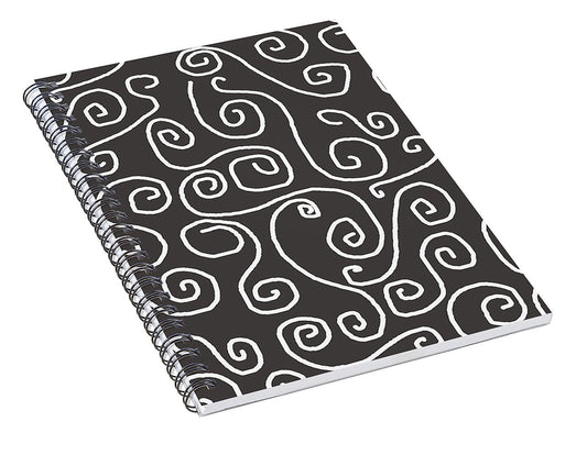 White Swirls On Gray - Spiral Notebook