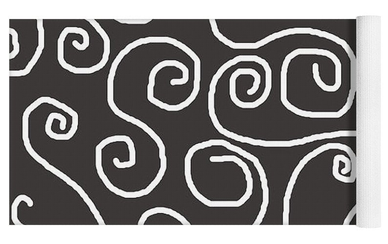 White Swirls On Gray - Yoga Mat